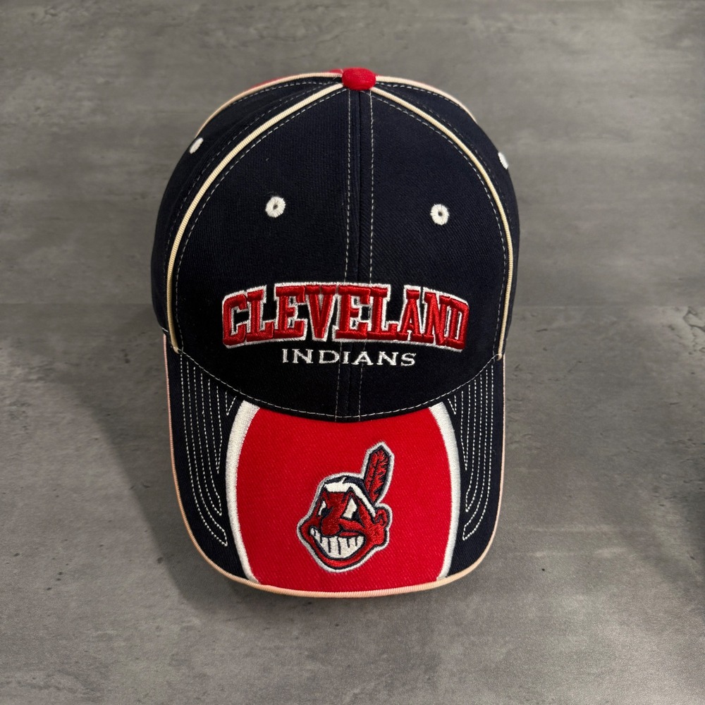 Drew Pearson MLB Cleveland Indians Hat Mens Navy Red Chief Wahoo Baseball Cap